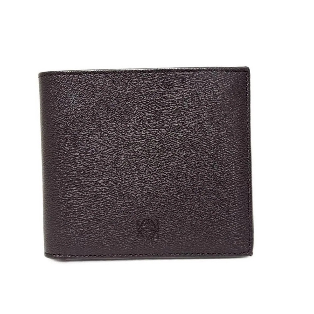 Preowned Loewe Men's Bill Soft Grained Leather Wallet (Brown)